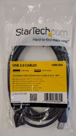10Ft Black USB 2.0 Extension Cable A to A - M/F