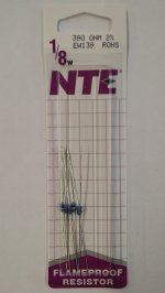 390 Ohm, 1/8W, 2% Metal Film Flameproof Resistor (6Pk)