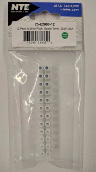 12-Pole 20Amp 300V Euro Terminal Block 8.2mm Pitch 20-12Awg