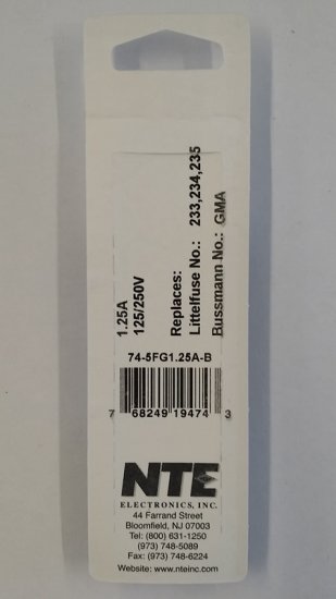 1.25 Amp (GMA) Glass Fuse (5Pk) Fast Acting 5x20mm