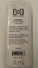 Adaptor 3.5 mm TRS to 1/4 in TRS