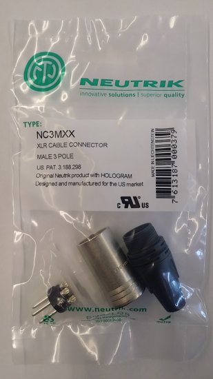 Neutrik XLR3M 3 Pole Male Connector Nickel Housing Silver Contac