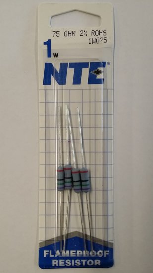 75 Ohm 1 Watt Metal Oxide Film Resistor (4Pk) 2% Tolerance