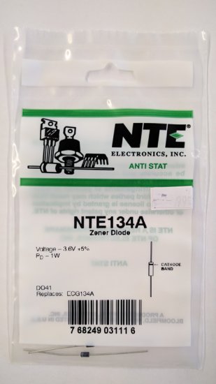 NTE134A Zener Diode (2Pk) 3.6V 1W