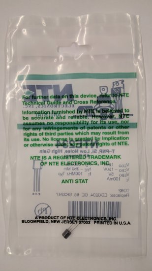 NTE234 T-PNP, Si, LoNoise, Hi Gain, AF Preamp (Compl to NTE2696)