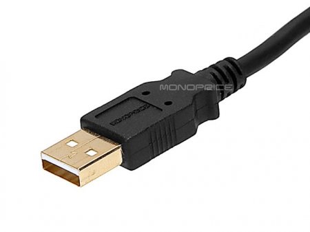 3Ft Black USB 2.0 A Male to A Female Ext. 28/24AWG Cable (Gold)