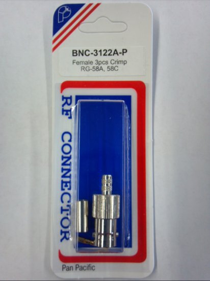 BNC Jack 3-Piece Crimp-On RG-58/AU