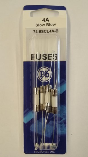 4 Amp (S505-V) Axial Ceramic Fuse 5Pk Slow Blow 5x20mm