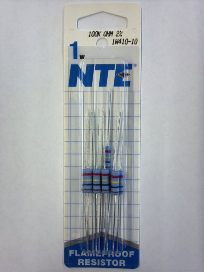 100K Ohm 1 Watt Metal Oxide Film Resistor (10Pk) 2% Tolerance