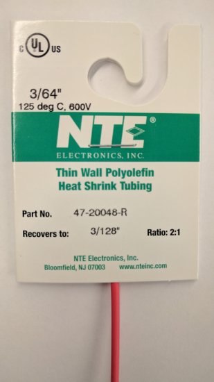 3/64" Red 48" Thin Wall 2:1 Polyolefin Heat Shrink Tubing