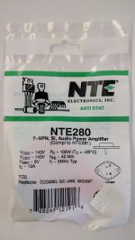 NTE280 T-NPN, Si, Audio Power Amplifier (Compl to NTE281)
