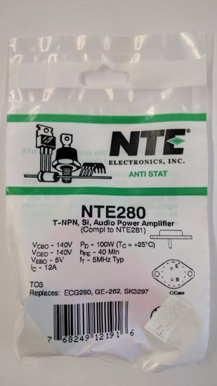 NTE280 T-NPN, Si, Audio Power Amplifier (Compl to NTE281)