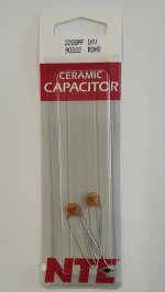 2,200pf/2.2nf/0.0022uf 1000V Ceramic Disc Capacitor (2Pk)