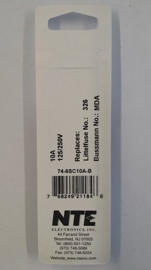 10 Amp (MDA) Ceramic Fuse (5Pk) Slow Blow 6x30mm