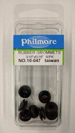Rubber Grommets 0.187" (3/16") I.D. x 0.312" (5/16") O.D. (8Pk)