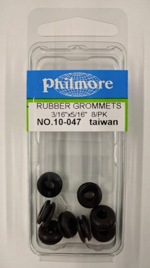 Rubber Grommets 0.187" (3/16") I.D. x 0.312" (5/16") O.D. (8Pk)