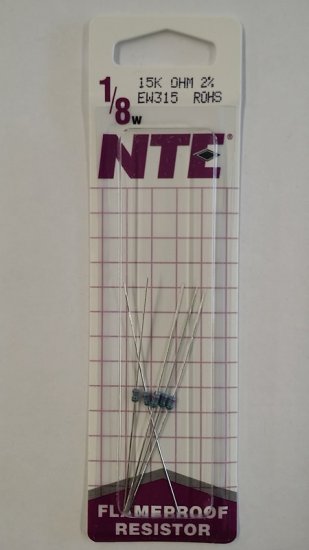 15K Ohm, 1/8W, 2% Metal Film Flameproof Resistor (6Pk)