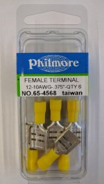 Quick Connect Female Insulated 12-10Awg 0.375" (6Pk) YellowVinyl