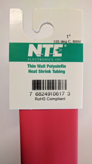 1" Red 48" Thin Wall 2:1 Polyolefin Heat Shrink Tubing