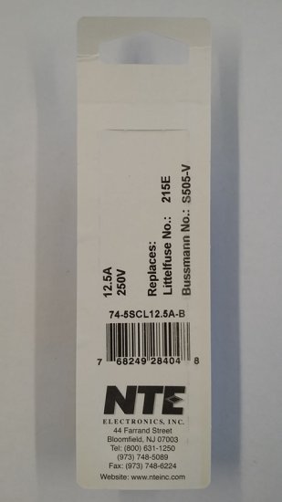12.5 Amp (S505-V) Axial Ceramic Fuse 5Pk Slow Blow 5x20mm