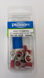 Ring Terminal Insulated 22-18Awg 5/16" Stud (10Pk) Red Vinyl