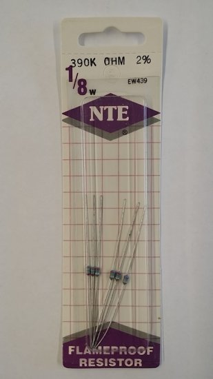 390K Ohm, 1/8W, 2% Metal Film Flameproof Resistor (6Pk)