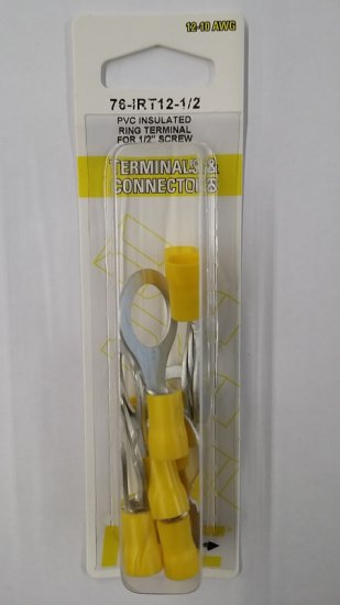 Ring Terminal Insulated Vinyl (PVC) 12-10Awg 1/2" (10Pk)