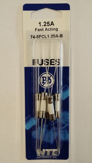 1.25 Amp (GDA-V) Axial Ceramic Fuse (5Pk) Fast Acting 5x20mm