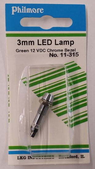 3mm Green LED in Recessed Chrome Bezel (12V)