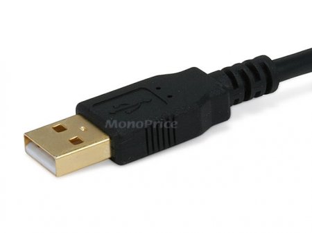10Ft Gold Black USB2.0 w/Ferrite A Plug to Mini-B Plug