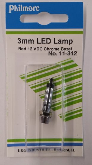 3mm Red LED in Recessed Chrome Bezel (12V)