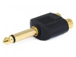 2RCA Jacks to (6.3mm) 1/4" Mono Plug Adapter (Gold) Molded