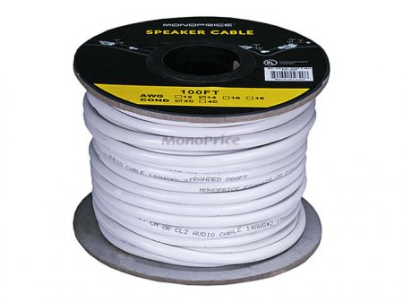 100' 14Awg Oxygen-Free Pure Bare Copper Speaker Wire 2-Conductor