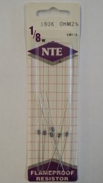 180K Ohm, 1/8W, 2% Metal Film Flameproof Resistor (6Pk)