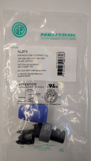 Neutrik NL2FX 2 pole cable connector, chuck type strain relief