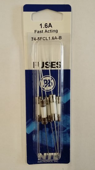 1.6 Amp (GDA-V) Axial Ceramic Fuse (5Pk) Fast Acting 5x20mm