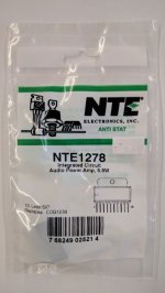 NTE1278 IC, Audio Power Amp, 5.8W, 10-Lead SIP