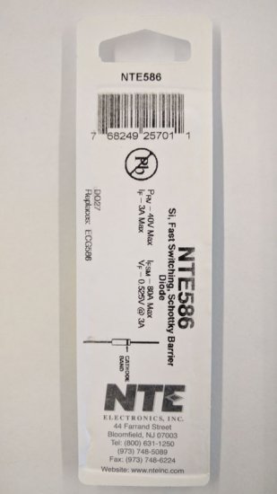 NTE586 Schottky Barrier Diode, Fast Switching, 40V, 3A