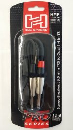 3Ft Pro Stereo Breakout Cable REAN 3.5mm TRS to Dual 1/4in TS