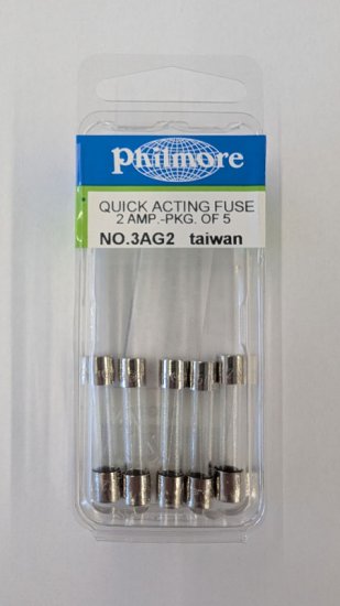 2 Amp 3AG Glass Fuse (5Pk) Fast Acting 1/4"x1-1/4"