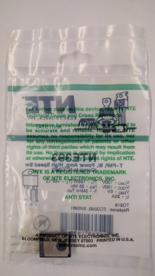 NTE393 T-PNP, Si, Power Amp, High Speed Switch (Compl to NTE392)