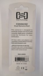 Connector, Dual Banana, Red, Gold Plated