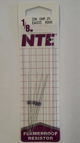 33K Ohm, 1/8W, 2% Metal Film Flameproof Resistor (6Pk)