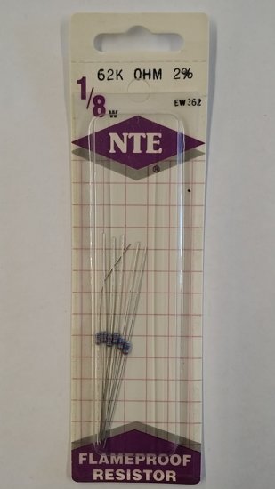 62K Ohm, 1/8W, 2% Metal Film Flameproof Resistor (6Pk)