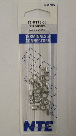 Ring Terminal Non-Insulated 16-14Awg #8 Stud (10Pk)