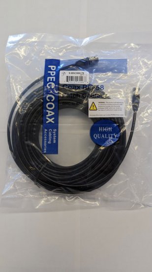 75Ft RG-58A/U Double Shield Cable, BNC Plug/Plug