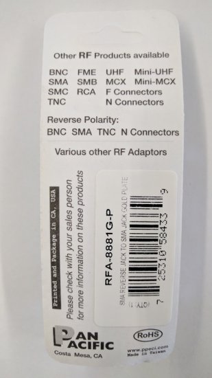 RP-SMA Jack to SMA Jack Adapter (Gold)