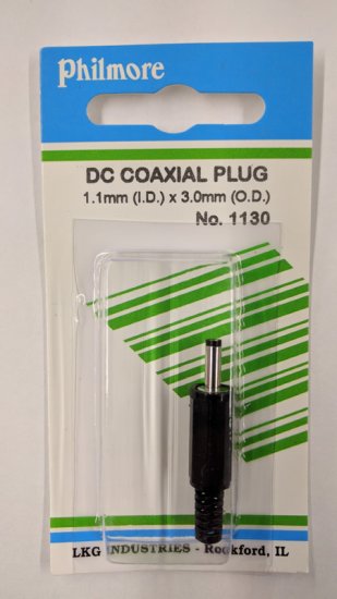 1.1mm/3.0mm Size "G" Coaxial Power Plug