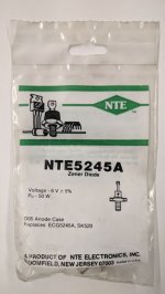 NTE5245A Zener Diode 6.0V 50W, DO-5 Anode Case