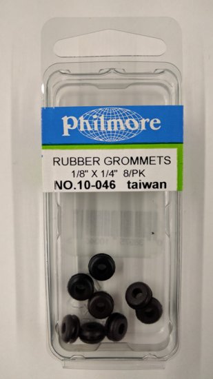 Rubber Grommets 0.125" (1/8") I.D. x 0.250" (1/4") O.D. (8Pk)